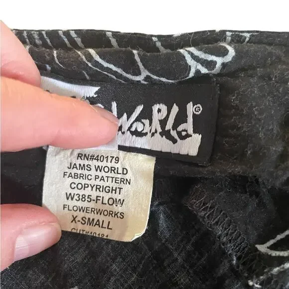 Vintage Jams World Asymmetric Dress Womens XS Black Floral Spaghetti Strap Midi - Picture 8 of 11